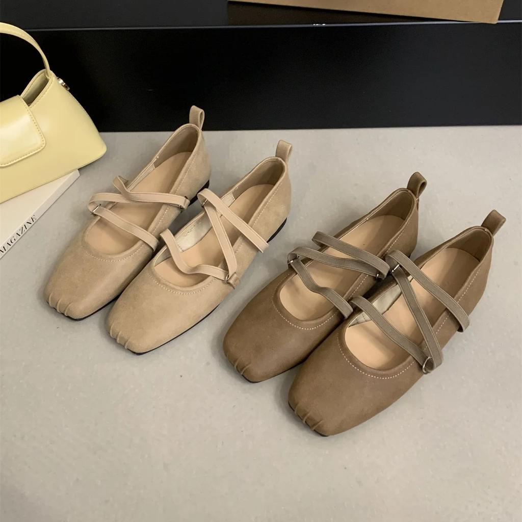 Fashion Fashion Shallow Women Ballet Flats Dance Shoes Casual Female Soft Footwear Lady Fashion Elastic Band Women Flats Slip On Shoes