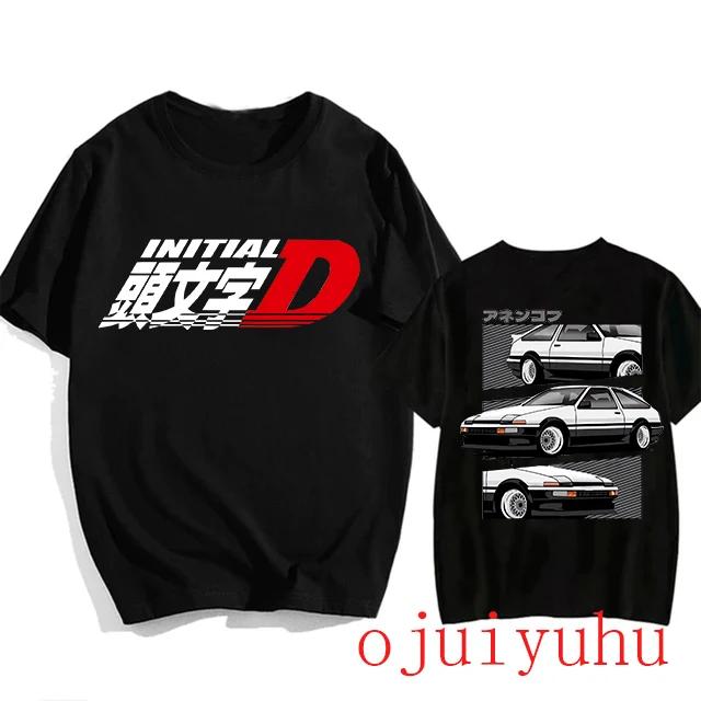 AE86 Funny Harajuku Manga T Shirt Japanese Anime Cartoon Gothic Summer Tops Initial D EU Size T-Shirt Men Graphic Tee Shirt Male