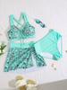 Bikini Due Pezzi Stampa Coulisse Vita Alta Taglie Forti Set Tre Pezzi Elegante