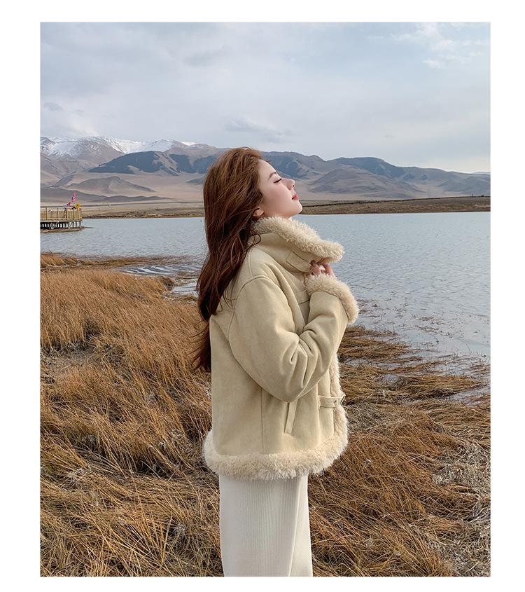 Korean Style Lamb Wool Coat for Women, 2026 Winter Collection: Thick, Warm Fur, Mid-Length, Slim-Fit, Age-Defying