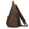 Men'S Retro Leather Breast Bag Crazy Horse Leather Multi-Functional Backpack Large Capacity Messenger Bag Cowhide Shoulder Bag Men'S Bag