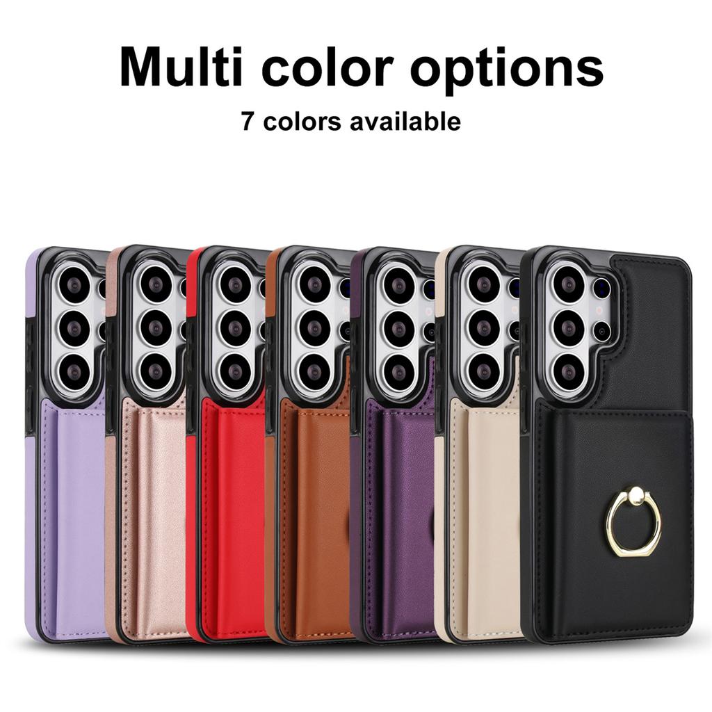 Wallet with Card Holder Ring Kickstand Phone Case for Samsung Galaxy S26 Ultra S25 S24 FE S23 S22 S21 Plus A55 A56 A36 A16 A26