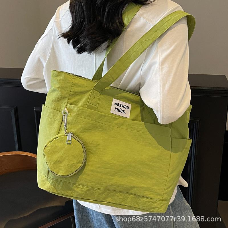 2025 solid color personalized large-capacity casual tote bag shoulder bag underarm bag handbag women's bag commuter canvas bag