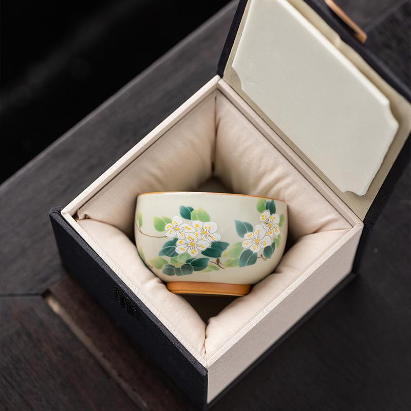 Huang Ru Kiln Master Cup High-end Open Film Can Be Raised Retro Tea Cup Tea Cup Tea Bowl Gift Box Light Luxury Business Gift