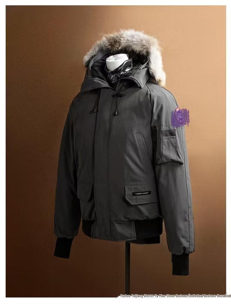 Winter Pure Canada Goose Down Bomber Jacket Putin Style Unisex White Duck Cold-Proof
