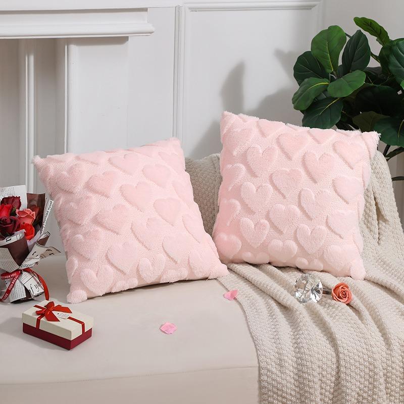 Valentine's Day Heart Cushion Cover 45x45cm Solid Pillowcase for Living Room Sofa Holiday Home Decor