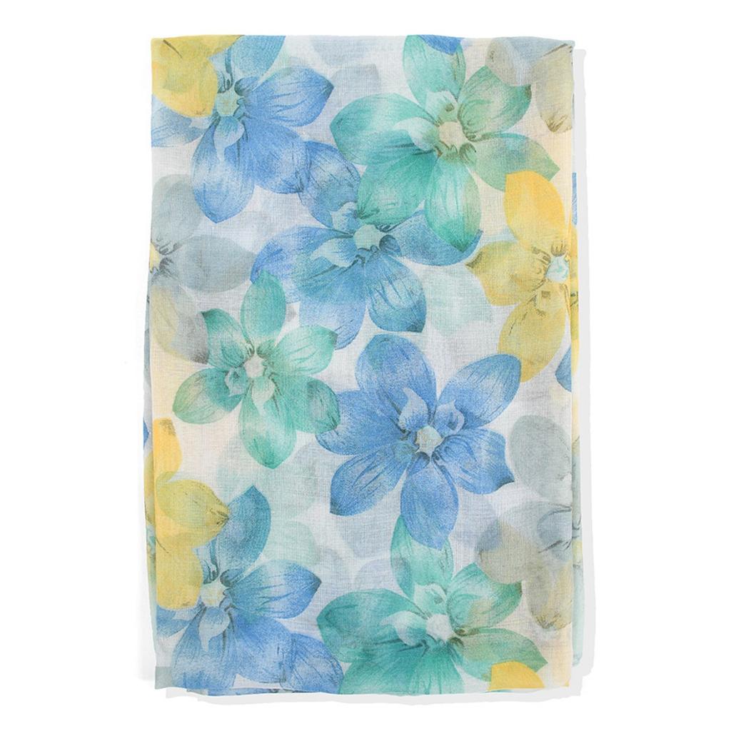Women's Floral Print Cotton Linen Scarf Lightweight Long Shawl Wrap Soft Breathable Fabric Versatile Use for All Seasons
