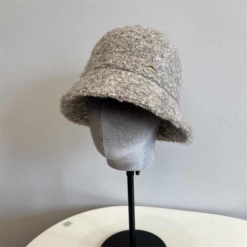 

Шерстяная шляпа-ведро с короткими полями и куполом, женская модная литературная повседневная теплая шляпа-панама, легкая роскошь M（56-58cm） серый
