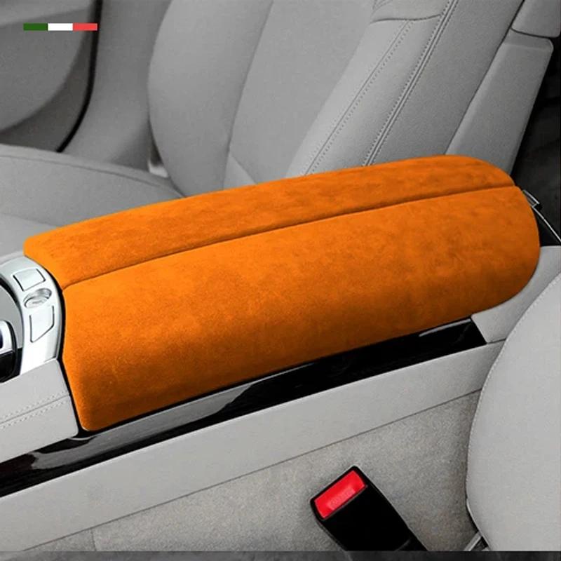

For BMW 7 Series 2009 2010 2011 2012 2013 2014 2015 Car Armrest Lid Box Cover Alcantara Suede Protective Pad Panel Accessories оранжевый