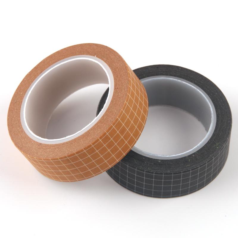 10M Ruban Washi à Carreaux Noirs et Blancs Papier Japonais DIY Planner Ruban de Masquage Adhésifs Autocollants Papeterie Décorative