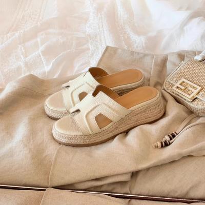 Fairy Style Temperament, Small Person Increases Height by 6cm with One Pedal, Beach Vacation Sandals, Thick-soled Slope Heel, Cool Slippers, Female 
