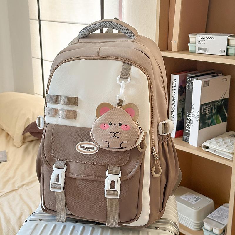 Schoolbag: Japanese soft milky healing style, fresh collegiate backpack, student, girl, weekend short trip backpack