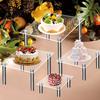 Acrylic Risers for Figurines Cake Stand, Multi-Tier Food Display Clear Cupcake Holder, Detachable Rack Adjustable Metal Support Dessert Table Birthday