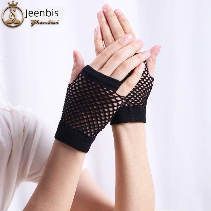 

Летние женские короткие перчатки без пальцев для защиты от солнца, сетчатые на ладони, дышащие, тонкие, скрывающие шрамы, тату, сексуальные перчатки для ночного клуба Black One size