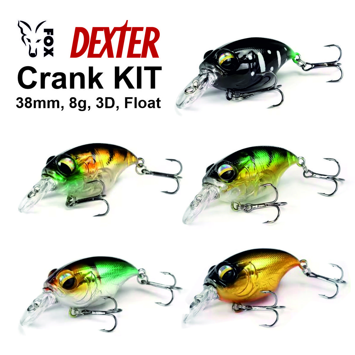 

Набір воблерів FOX Dexter Crank Kit (5 шт приманок + коробка)