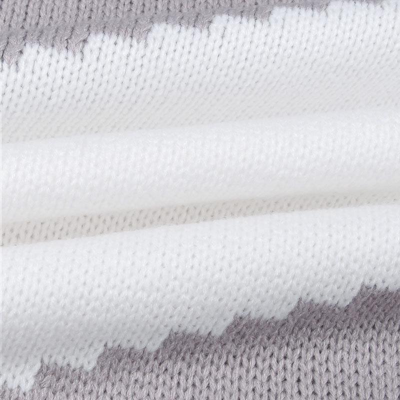 Damen Herbst- und Winter Farbblock Strickpullover mit lockerem Rundhalsausschnitt