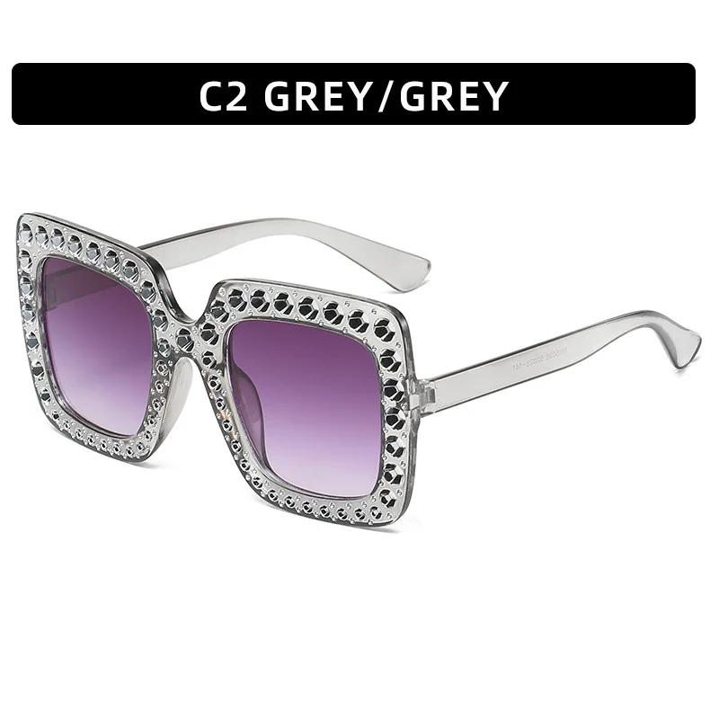 Crystal Square Diamond Sunglasses Women Oversized Rhinestones Sun Glasses Female Mirror Fashion Purple Blue Shades Eyeglasses