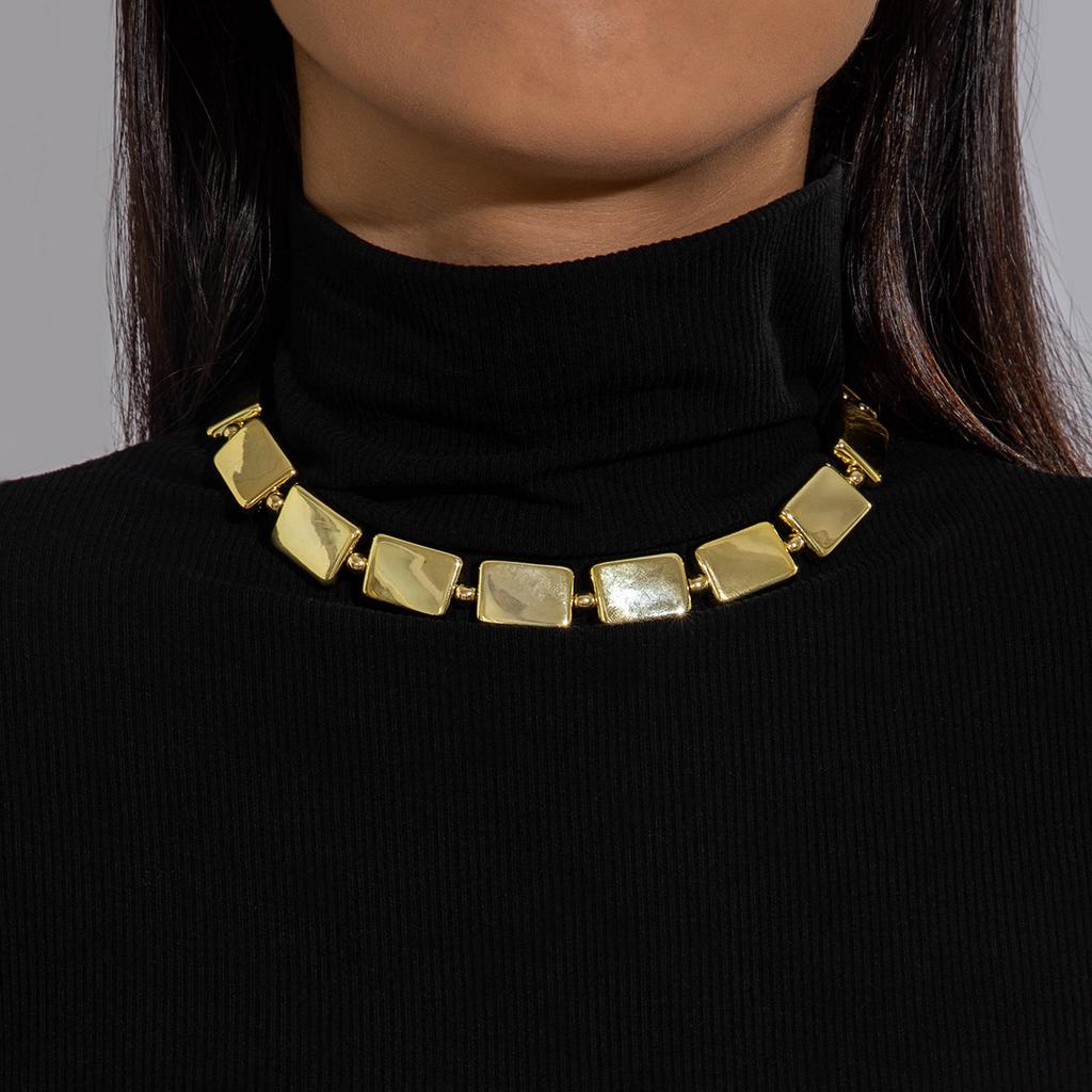 Letter Splicing Collarbone Chain European and American Style Geometric Rectangular Necklace Necklace Necklace Jewelry Women