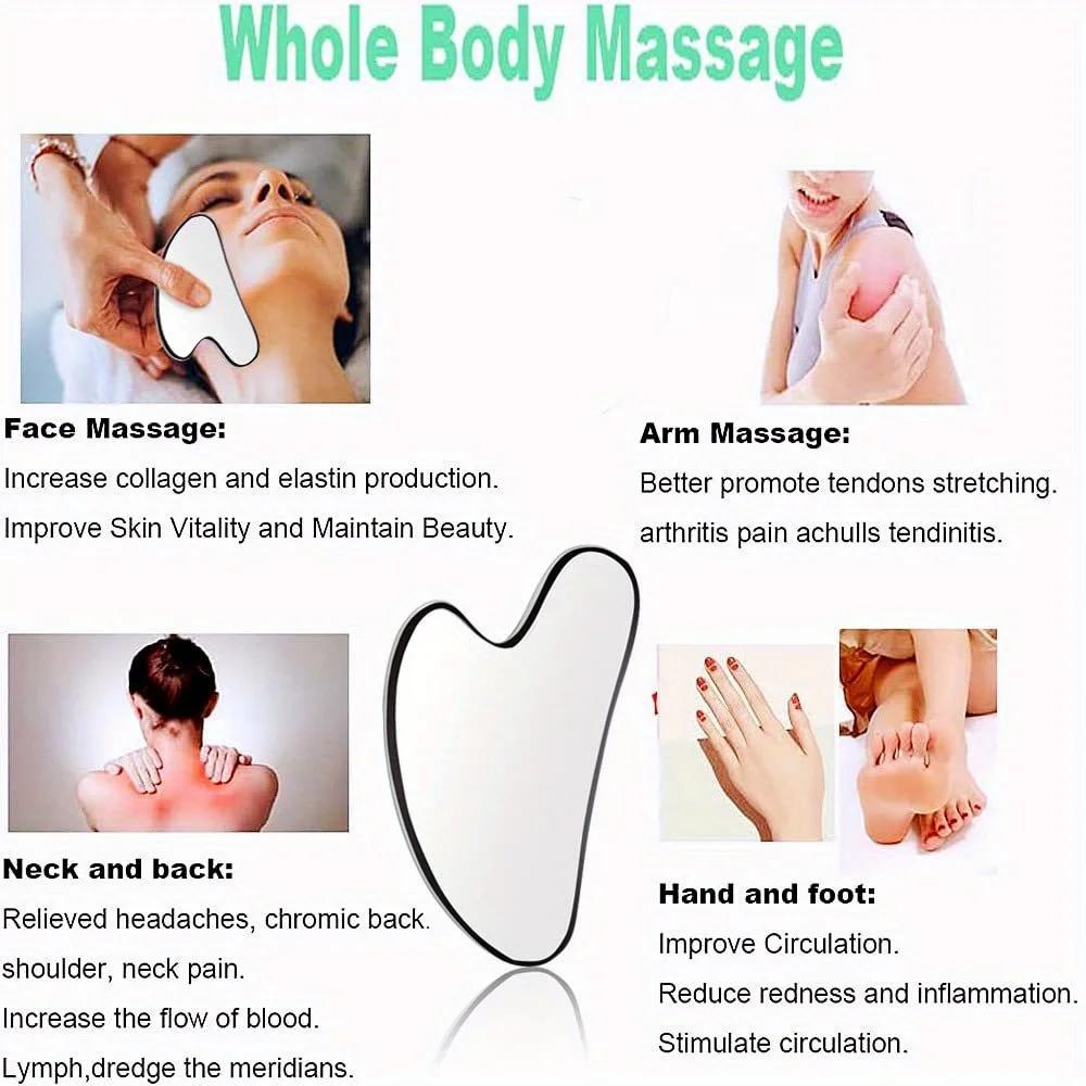 Edelstahl Gua Sha Muskel Schaber Werkzeug, Myofasziale Schabewerkzeuge, Lymphdrainage Massagegerät, Weichgewebe Massage Werkzeug