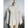 Women Vintage Linen Cotton Blouse Lapel Collar Long Sleeve Button Down Casual Loose Shirt