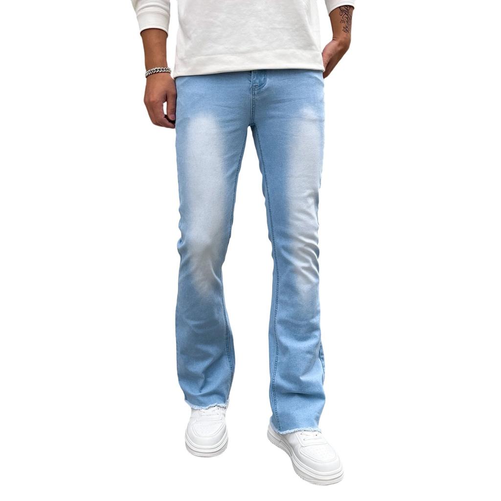 Herren Lässige Kleine Gerade Jeanshosen Mode Weite Hosen Farbe Jeans