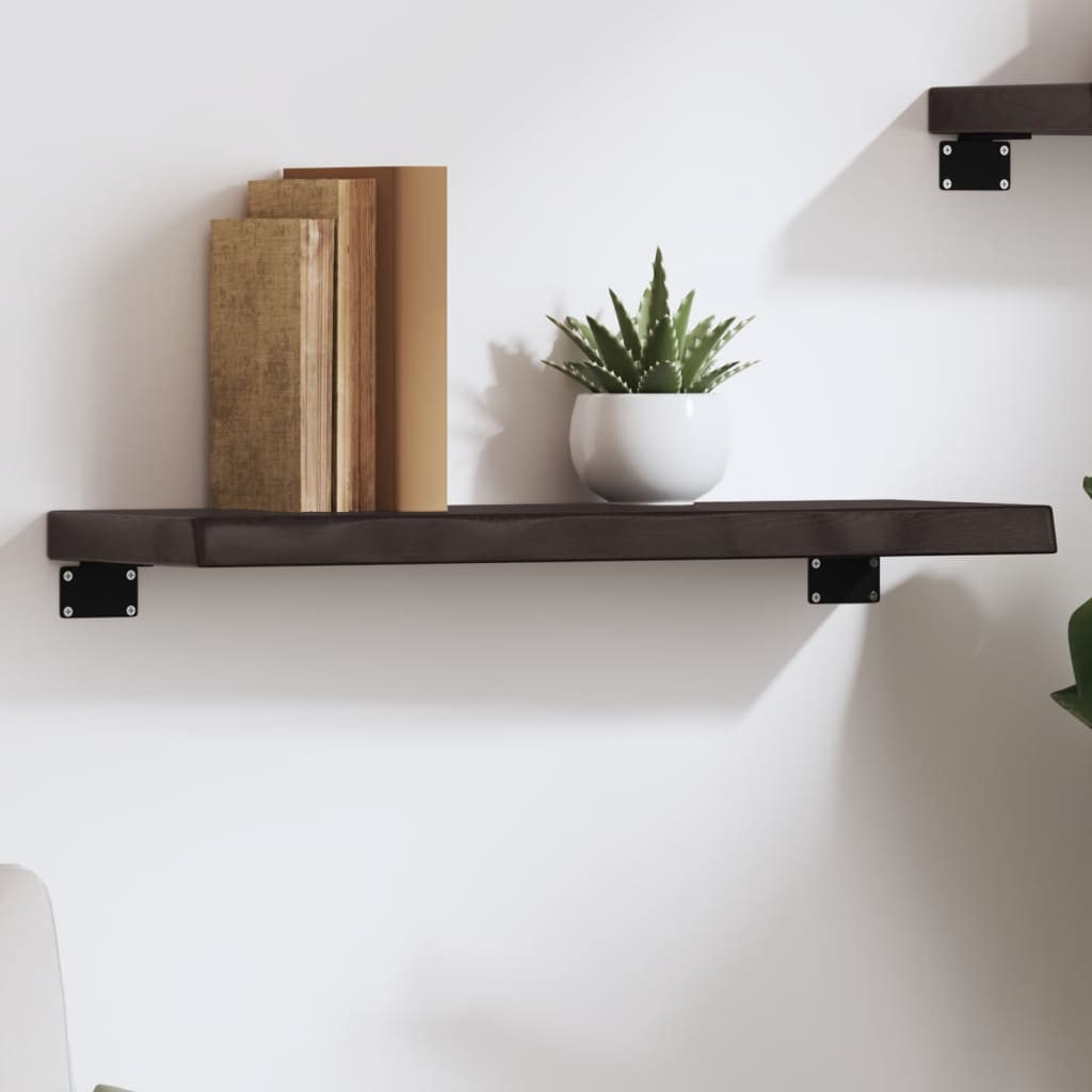 Wall Shelf Dark Brown 60 X 20 X 4 Cm Solid Oak Treated