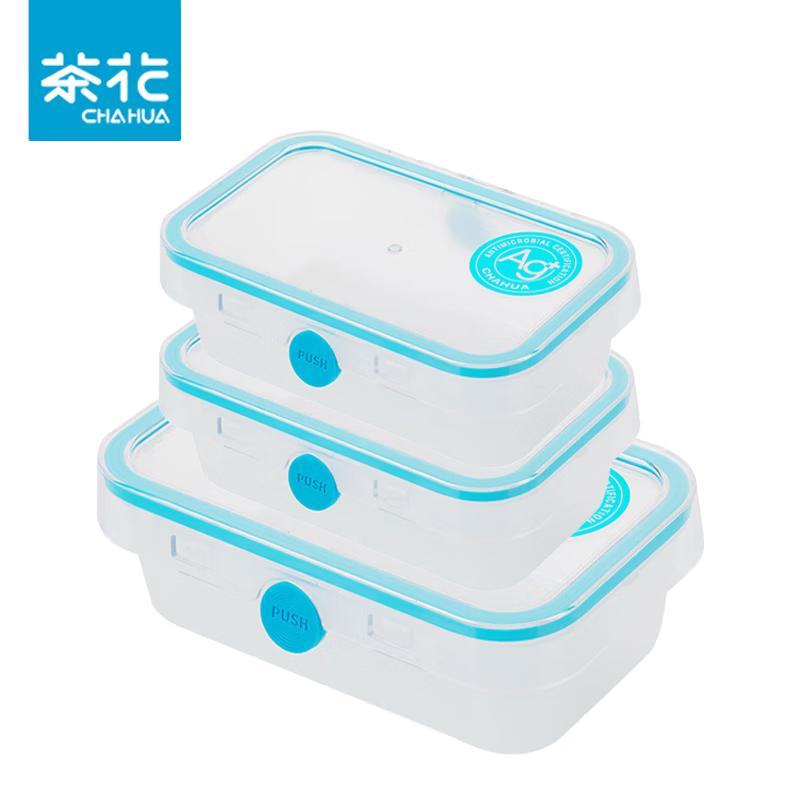 Camellia 3-Piece Rectangular Plastic Food Storage Container Set