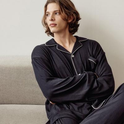 Lunaluz Men S Long Sleeve Collar Two Piece pajamaS Amanda
