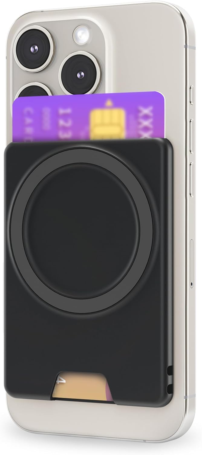 

Минималистичный стиль PROfezzion Чехол-картхолдер MagSafe Карта Легкий Чехол-кошелек MagSafe для iPhone Pro Max и серии iPhone Кольцо Совместимо с iPhone чёрный