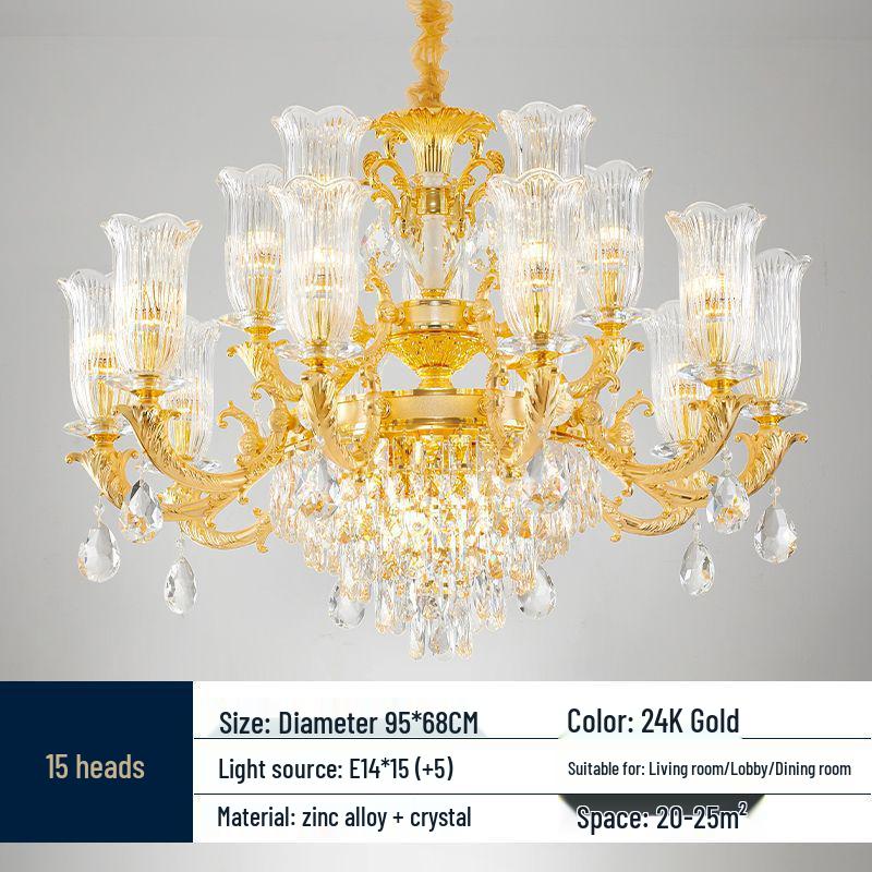 European French Crystal Chandelier: Luxury Lighting for Living Room, Bedroom, Dining Room, or Hall