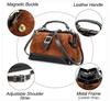 Damen Handtasche aus Wildleder und Rindsleder mit mehreren Fächern und Metallschnalle zum Tragen über einer Schulter oder als Crossbody Tasche