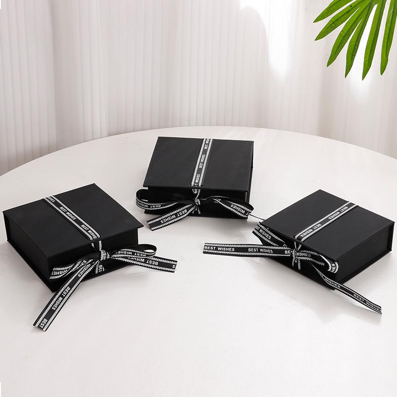 Bow Ribbon Paper Jewelry Box Necklace Earrings Bracelet Ring Storage Organizer High-end Flip Gift Jewelry Packaging Box Joyero