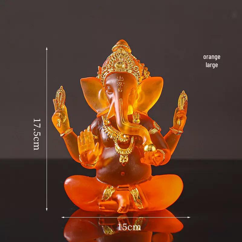 Zen-Style Thai Elephant God Figurine: Glass Buddha Statue for Altar Display