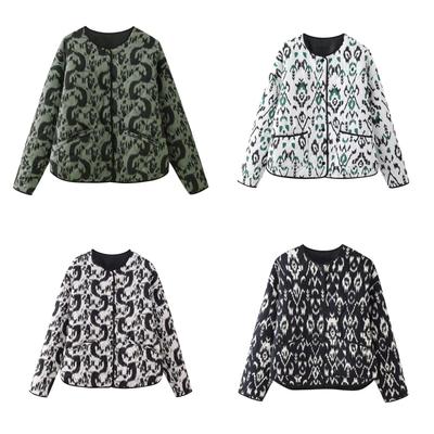 Women Long Sleeve O Neck Buttons Coats Casual Leopard  Oversized Jackets Fashion Autumn Winter  Outwears
