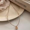 Fresh literary style coffee rock sugar necklace beaded exquisite versatile collarbone chain light luxury high-end fashion simple neck chain