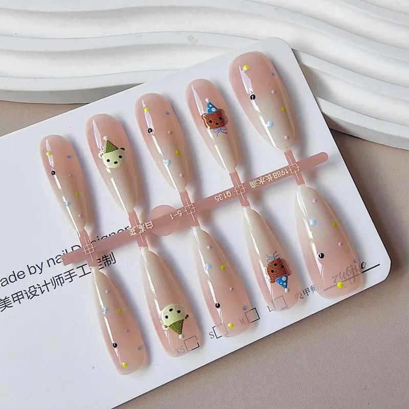 

Korean Handmade Long Autumn/Winter Luxury Girly Bear Nail Art Tips SG-371 Extra Small (10 Pieces)