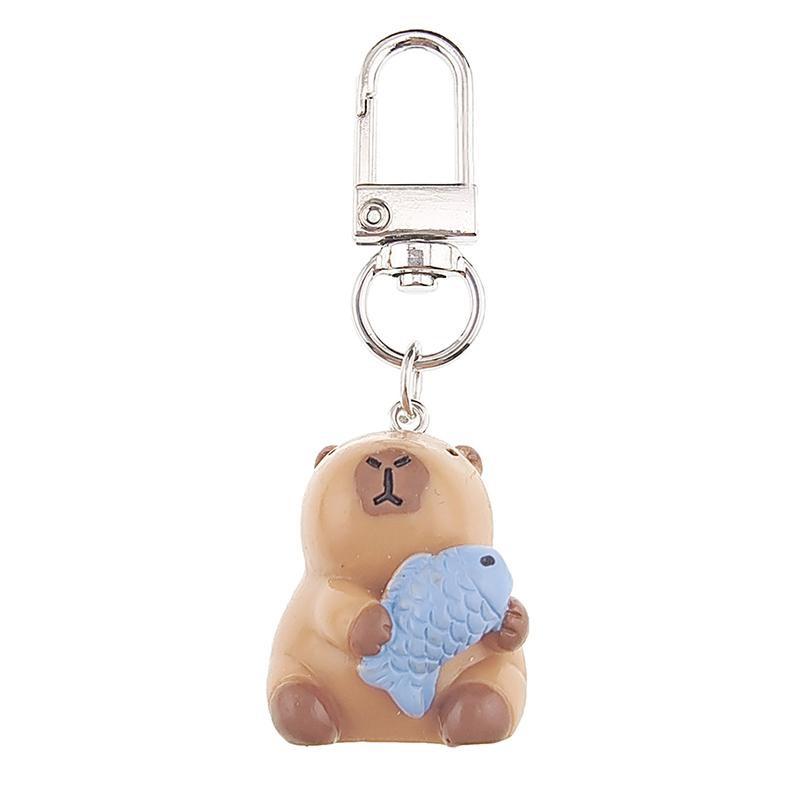 Kawaii 3D Capybara Keychain Cartoon Animal Keyring Bag Pendant Backpack Hanging Decoration Couple Key Holder Lovely Gifts