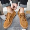 2808 Spring New Product Solid Color Cowhide Casual Men's Shoes Low Top Versatile Trend Fur Sports Board Shoes