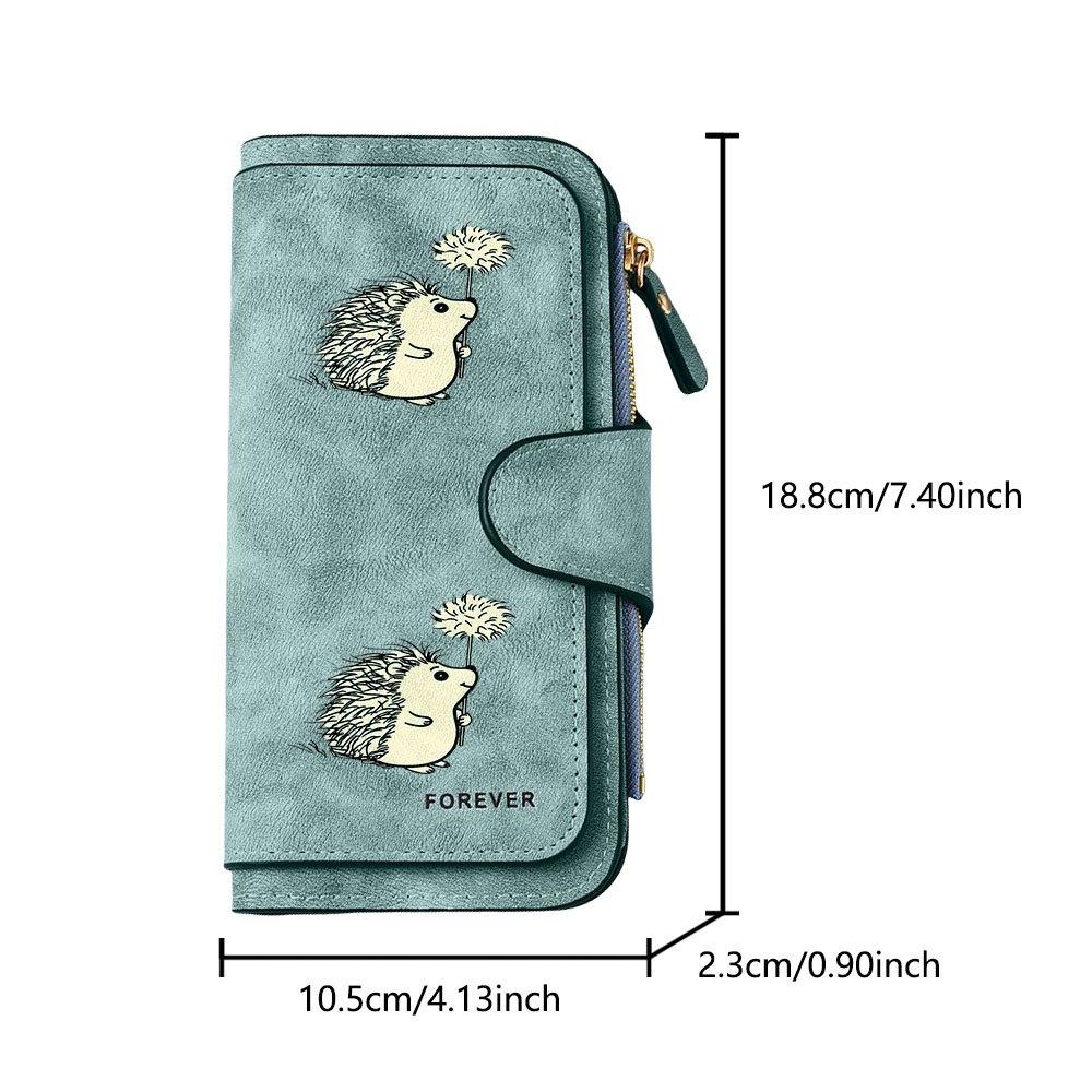 Cute Hedgehog Dandelion Print Long Wallet For Women Multifunctional Portable Clasp Coin Purse Large Capacity Daily Commuting Casual Travel Versatile