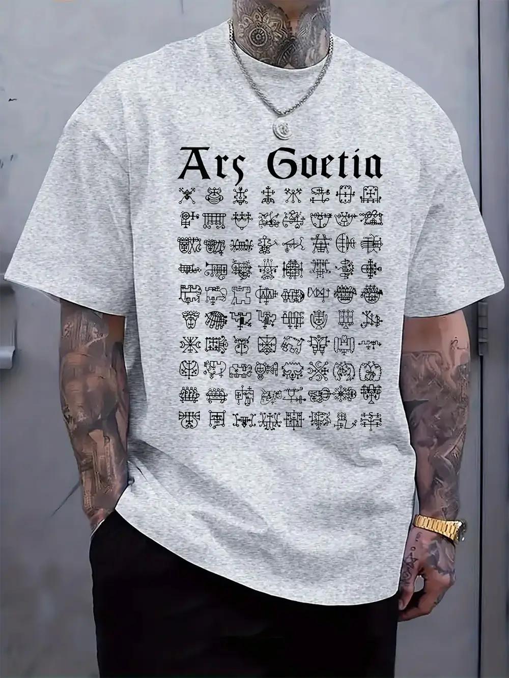 White  Ars Goetia  Graphic T-shirt - Casual Crew Neck L