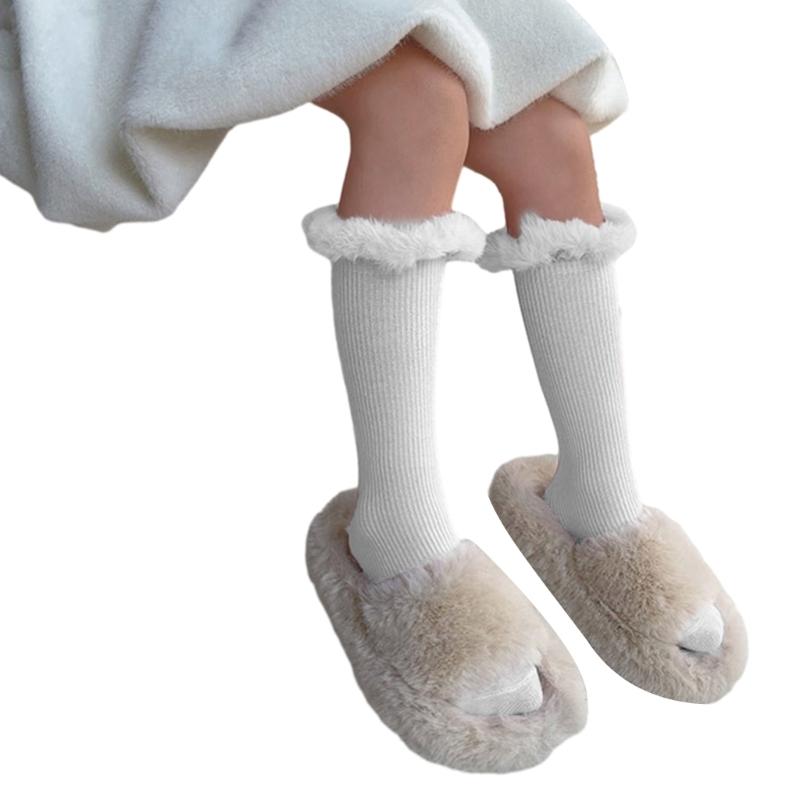 Soft and Breathable Children s Socks with Lace Decor, Fashionable and Comfortable Girls In Tube Socks Stackable Socks