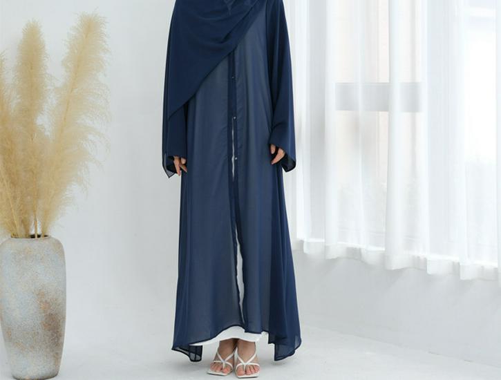 Loriya Summer Double Sleeve Chiffon Cardigan with Headscarf - LR842