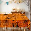 Halloween Rectangle Orange Table Cloth Spider Web Bat Ghost Table Cover Kitchen Dining Spooky Halloween Party Table Decoration