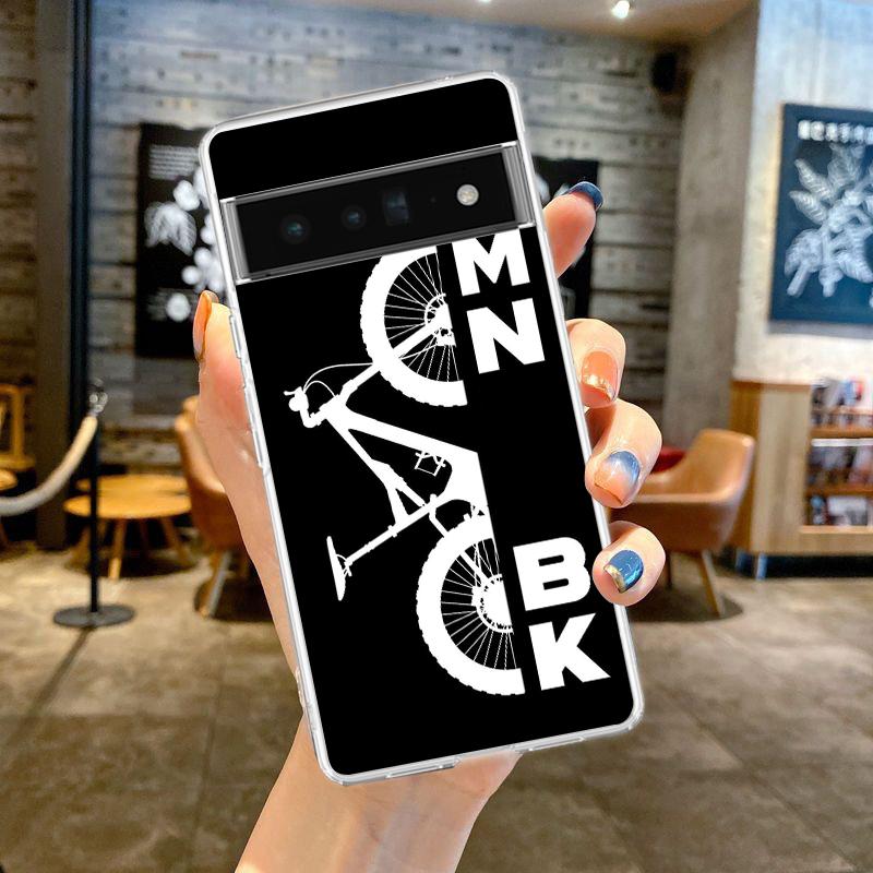 

Phone Case For Google Pixel 9 8 7 Pro 8A 7A 6A 6 Pro XL 5 4 5A 4A 3A 5G Soft TPU Clear Cover Mountain Bike Cycling art Pixel 6