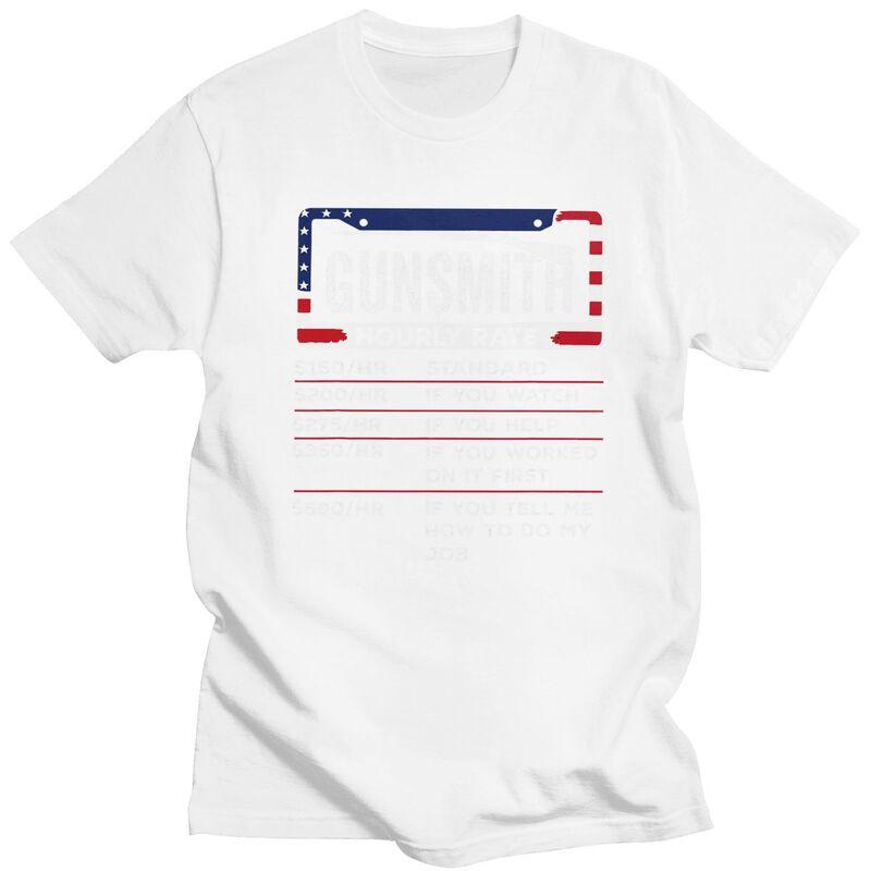 Male Gunsmith Hourly Rate T Shirt Round Neck Pure Cotton Short Sleeve Funny Gunsmithing Gun Quotes Tee Shirt Novelty Clothing