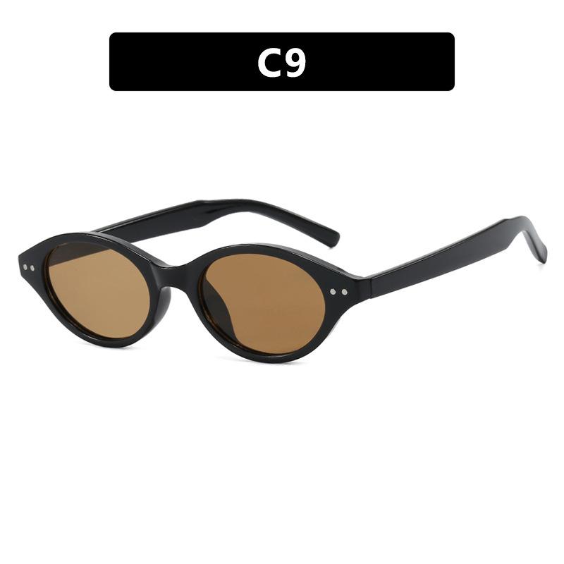 Retro Small Oval Sunglasses Women Brand Design Rivet Leopard Tortoise Shell Sun Glasses Outdoor Shades Female UV Oculos De Sol