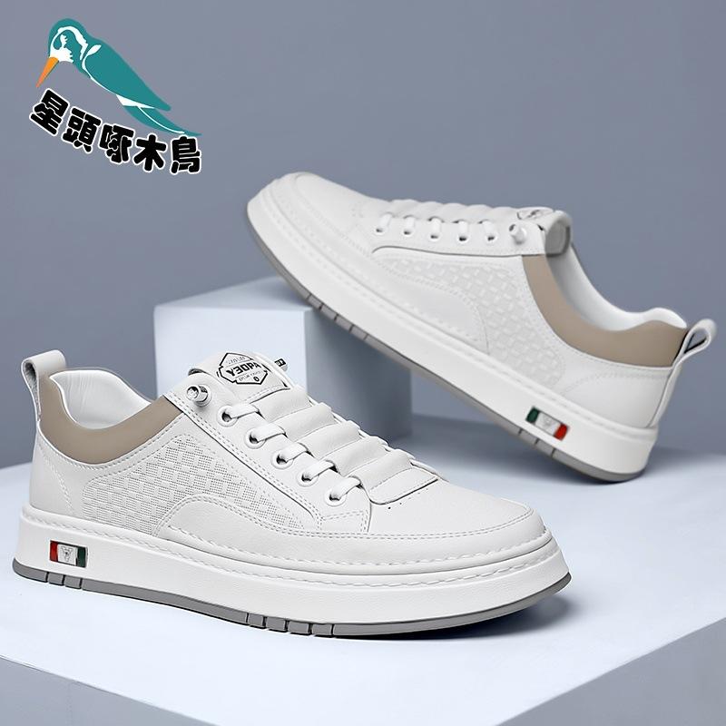 Little White Shoes New Men's Business Casual Leather Shoes Handmade Online Cowhide Youth Hundred Shoes