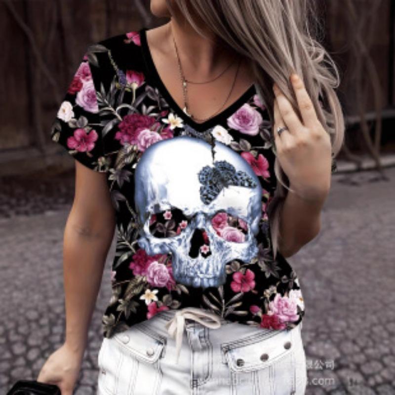 Повседневный топ с V-образным вырезом и коротким рукавом — фото 18