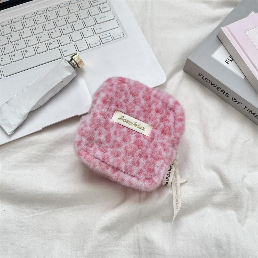 Leopard Print Makeup Bag Toiletry Bag Sanitary Pad Pouch Pad Pouch Cute Cosmetic Storage Pouch Women Small Makeup Bag Cable Case