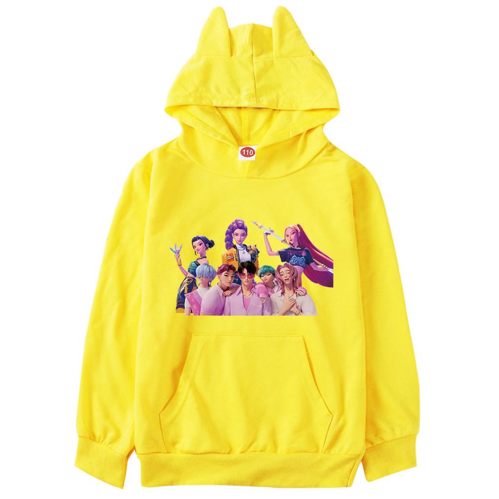 Kinder Mädchen Anime Cartoon K-Pop Rumi Zoey Mira Bedruckte Katzenohr Lässige Langarm Kapuzenpullover